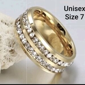 Sleek Stylish Brilliant Rhinestone Promise Band/Ring Unisex